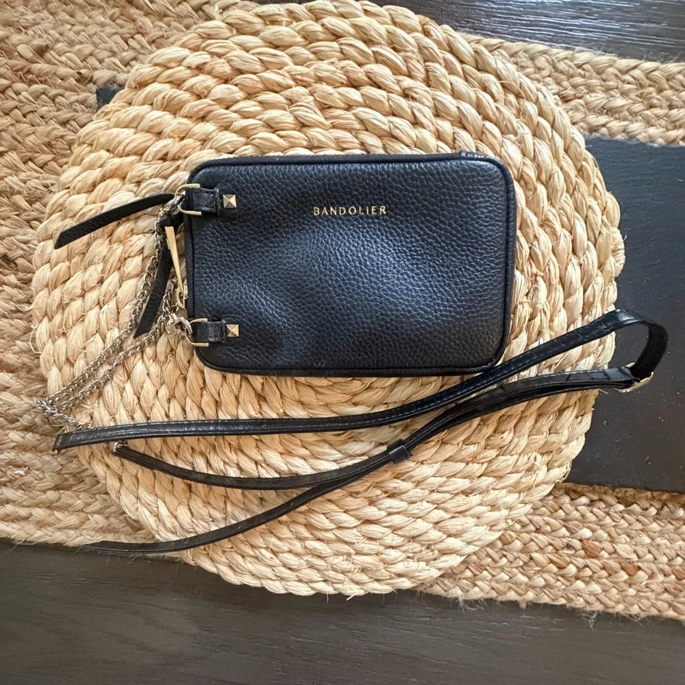 Bandolier EXPANDED POUCH Top Grain Leather Expanded Zip Pouch in Black/Gold - Picture 9 of 9